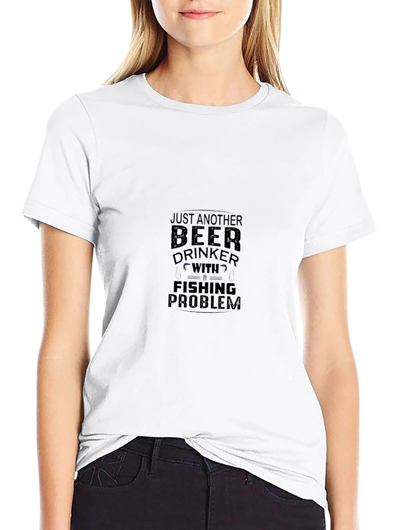 Beer Drinker With a Fishing Problem Black T-Shirt