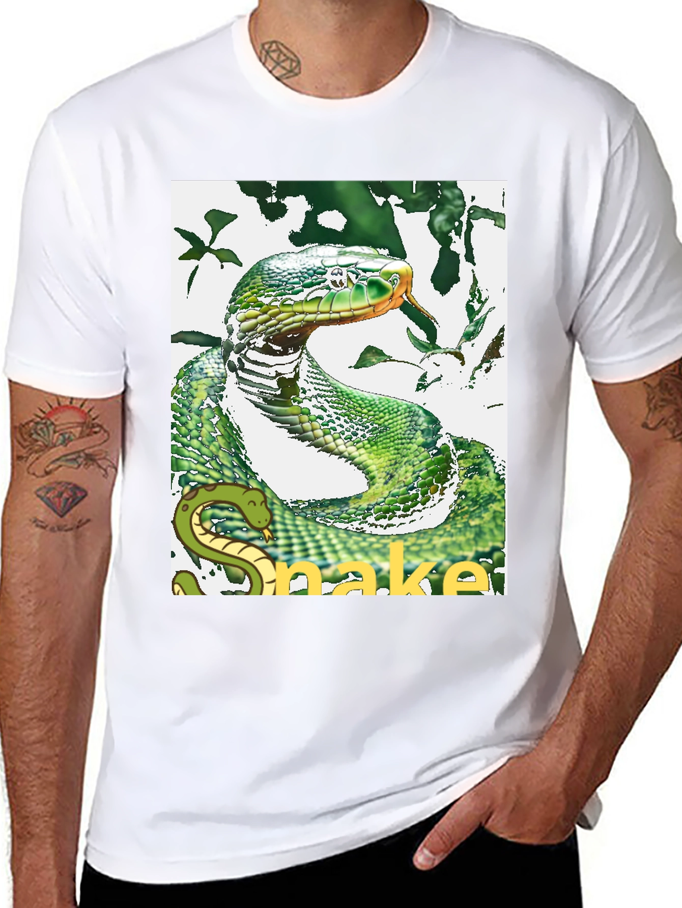 Snake T-Shirt - Green Reptile Graphic Tee
