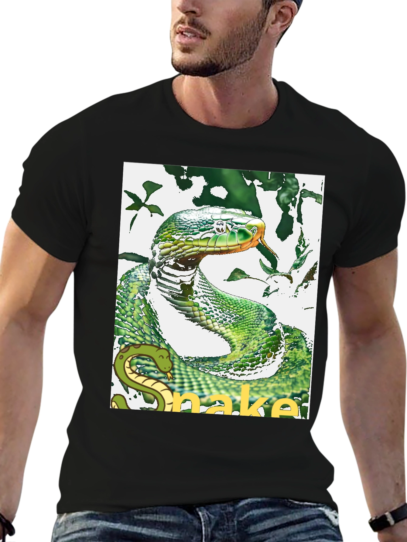 Snake T-Shirt - Green Reptile Graphic Tee