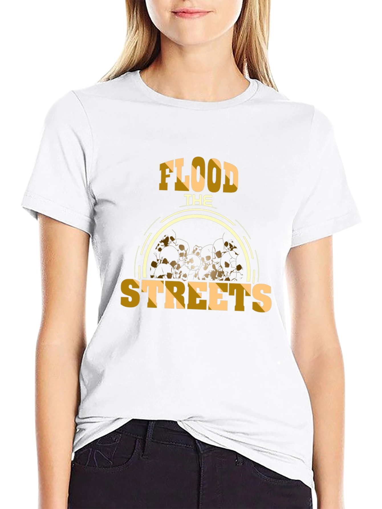 Flood The Streets Graphic Tee - Black Cotton T-Shirt