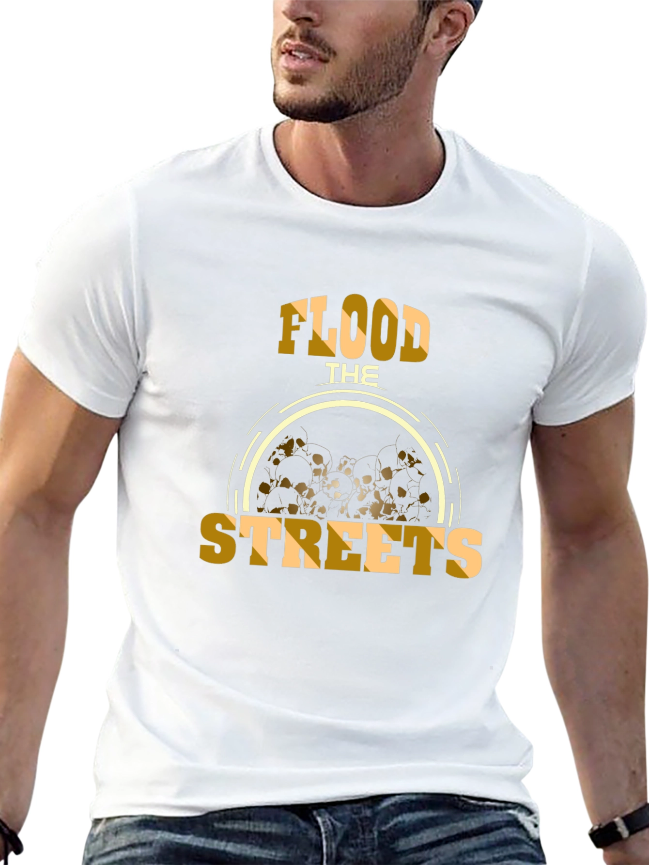 Flood The Streets Graphic Tee - Black Cotton T-Shirt