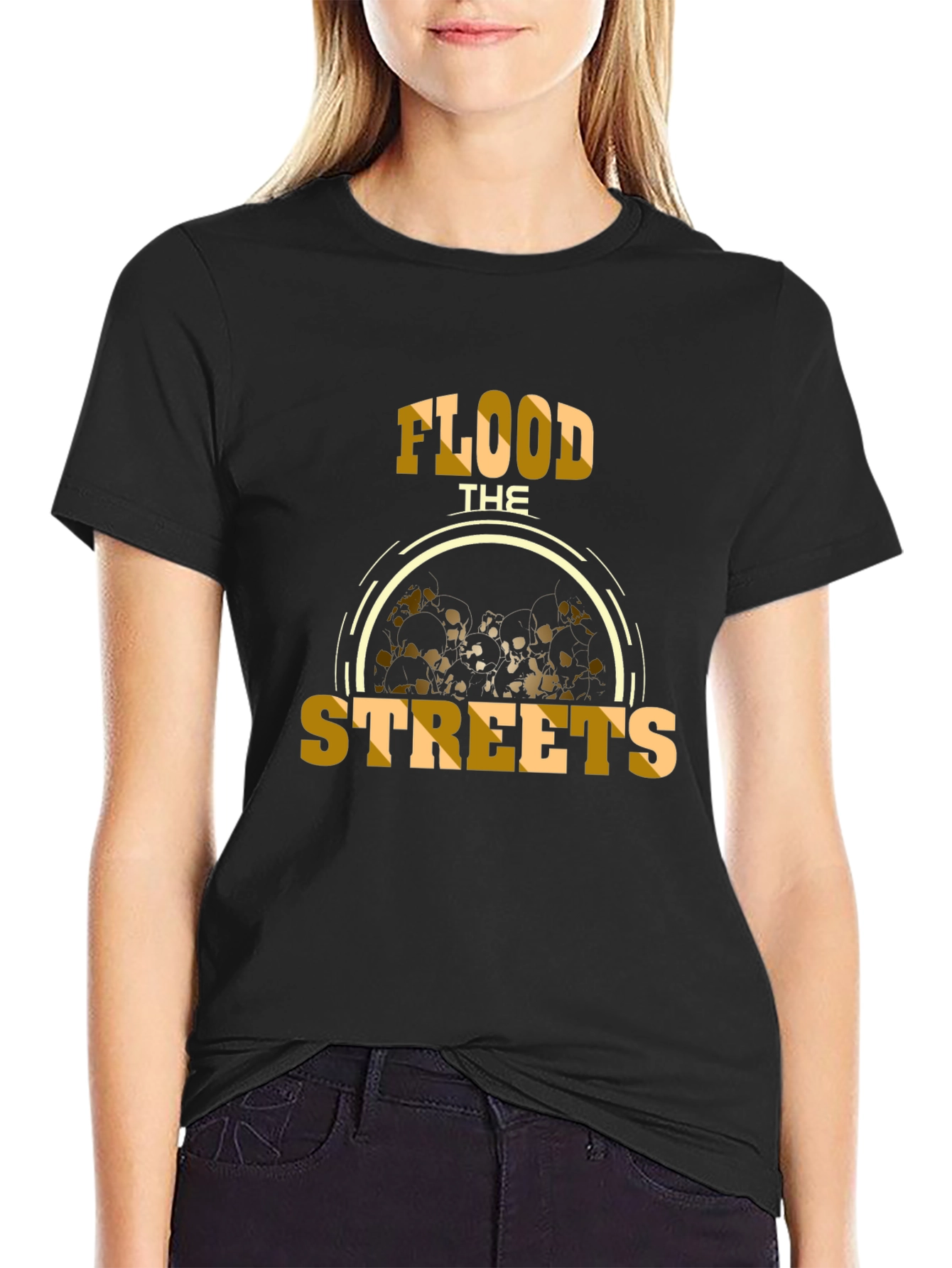 Flood The Streets Graphic Tee - Black Cotton T-Shirt