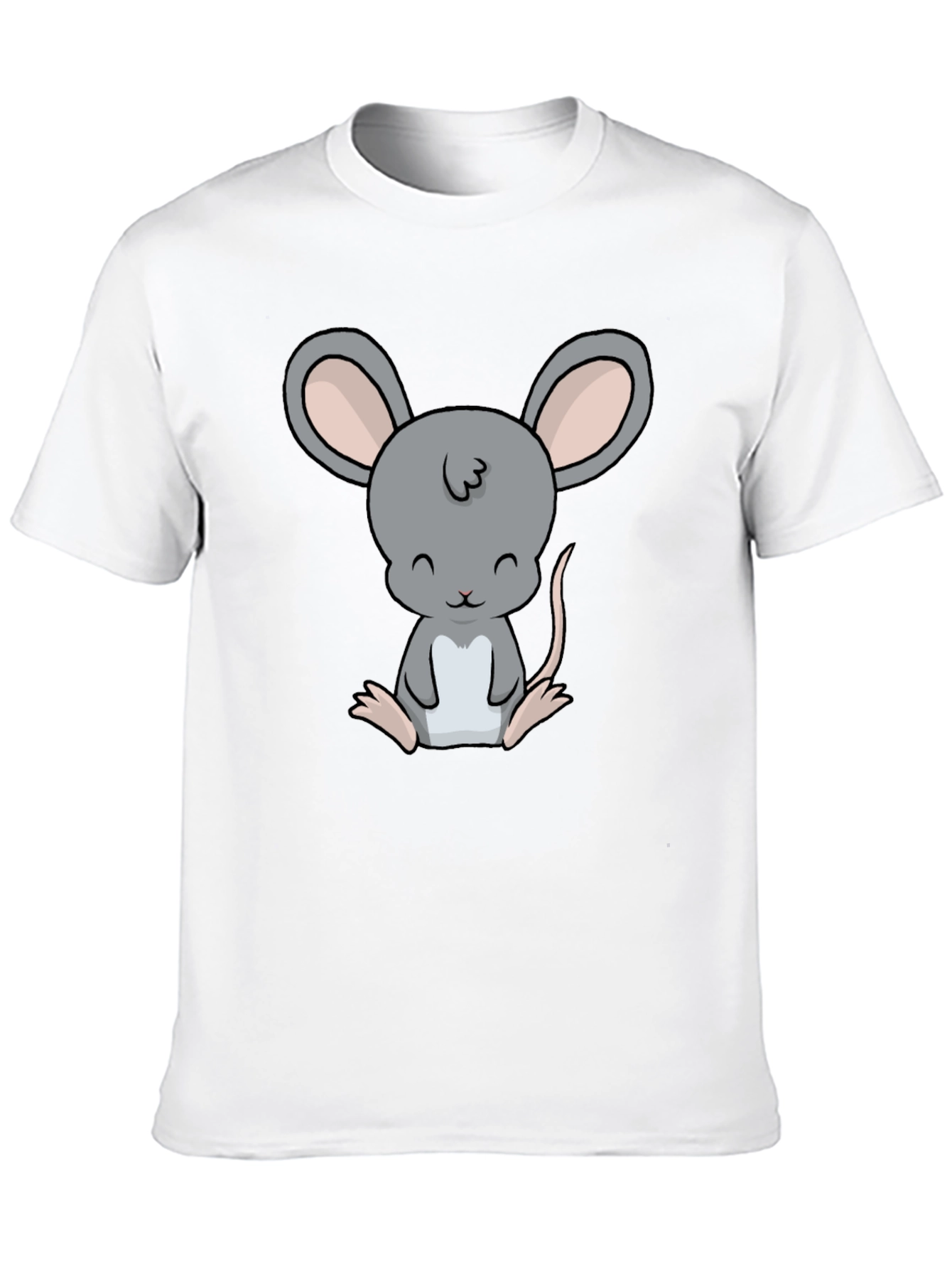 Cute Cartoon Mouse Graphic Black T-Shirt
