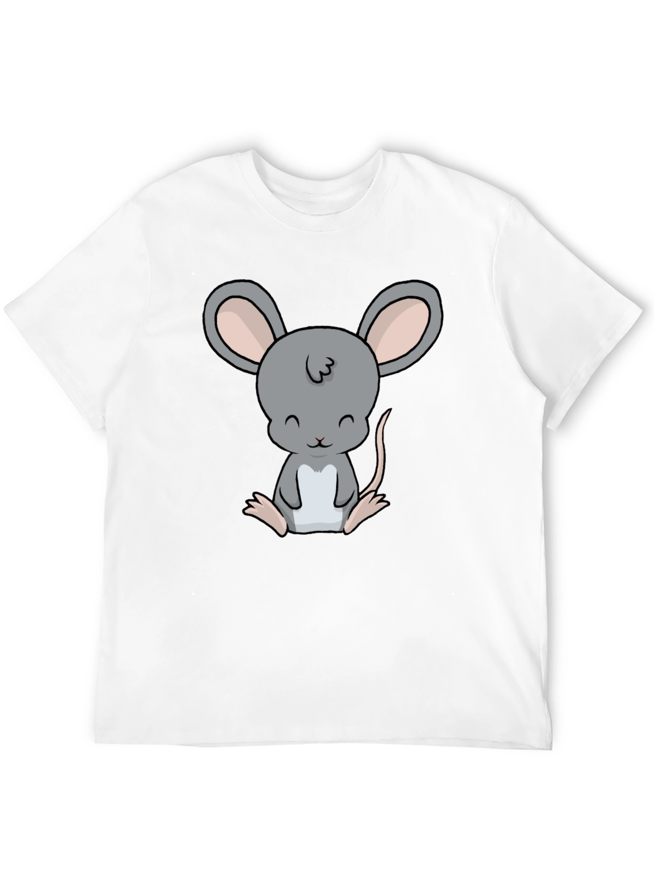 Cute Cartoon Mouse Graphic Black T-Shirt