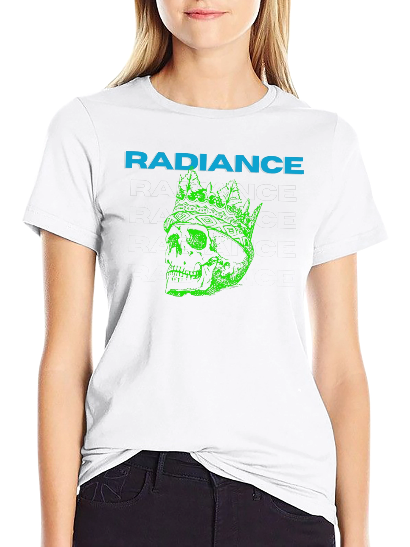 Radiance Crowned Skull Graphic T-Shirt - Black