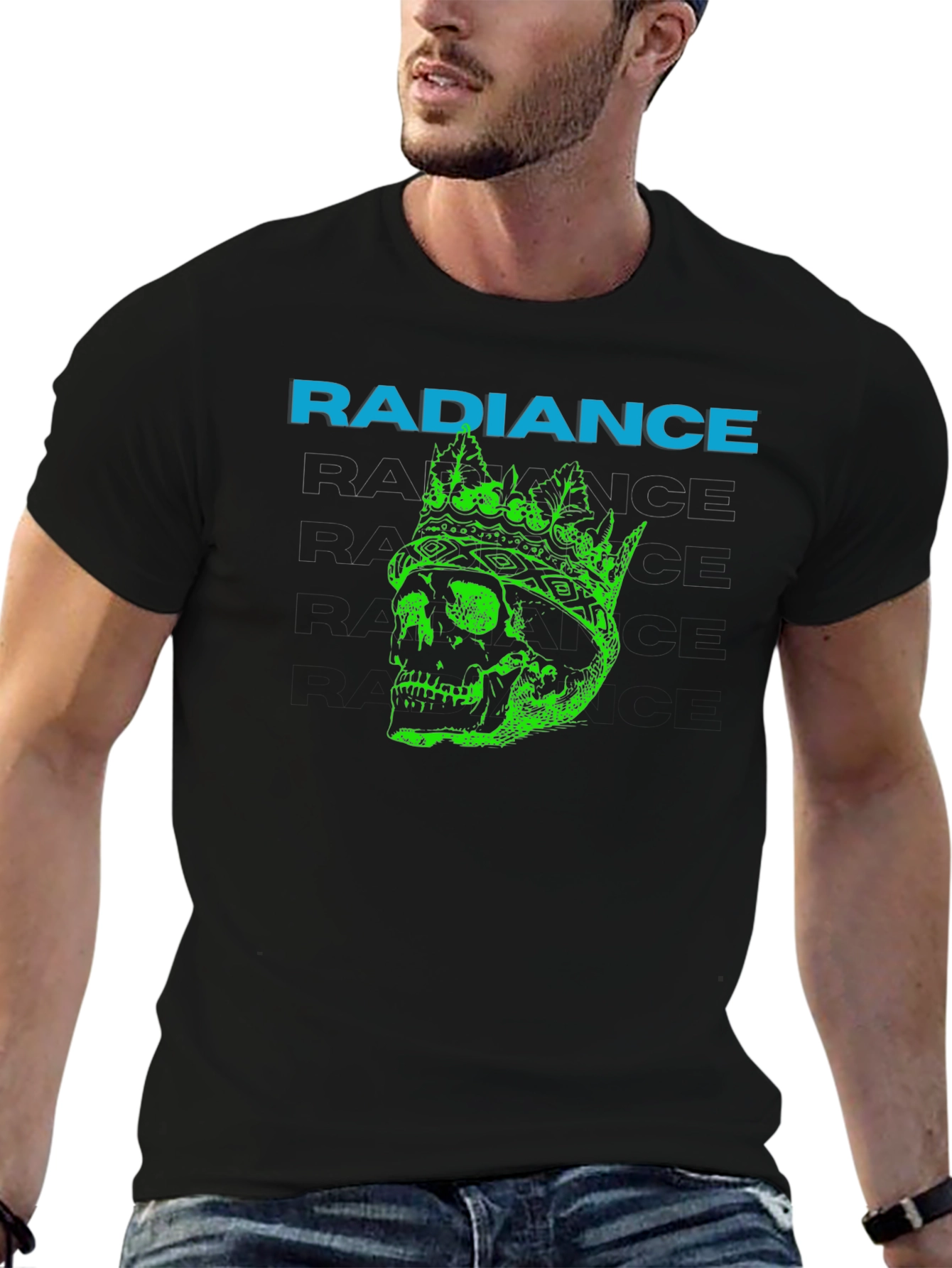 Radiance Crowned Skull Graphic T-Shirt - Black