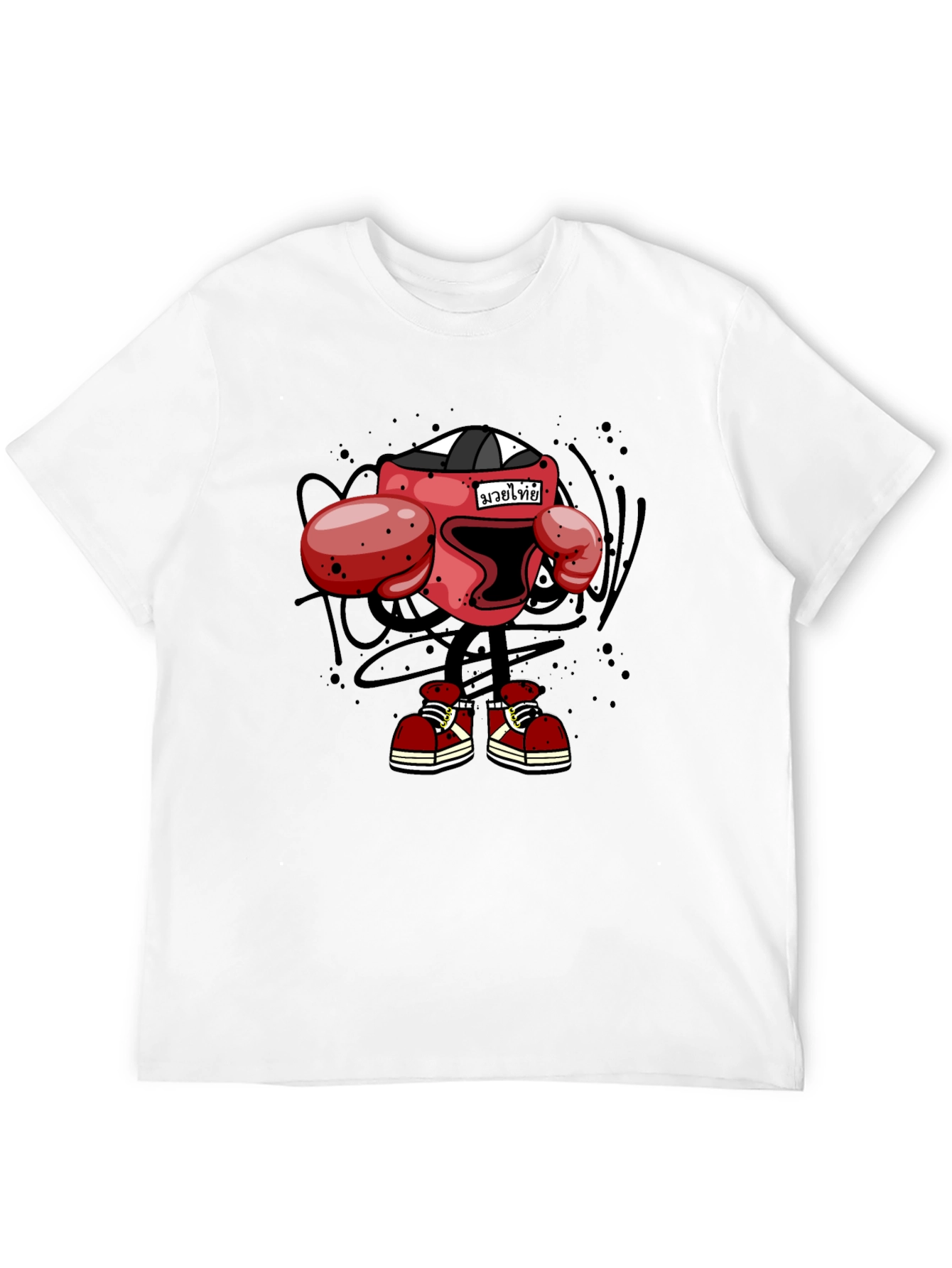 Muay Thai Boxing Cartoon T-Shirt - Black