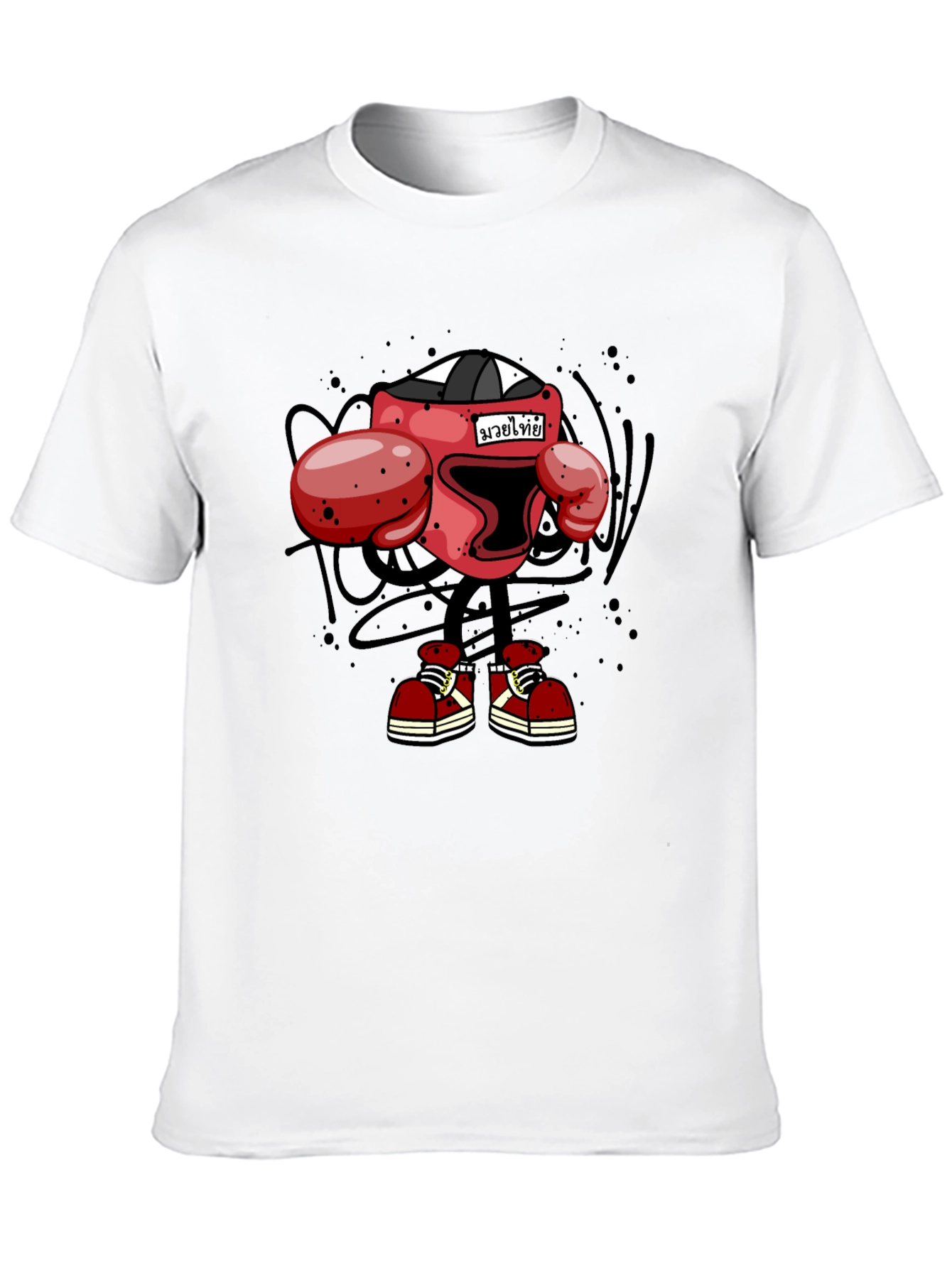 Muay Thai Boxing Cartoon T-Shirt - Black