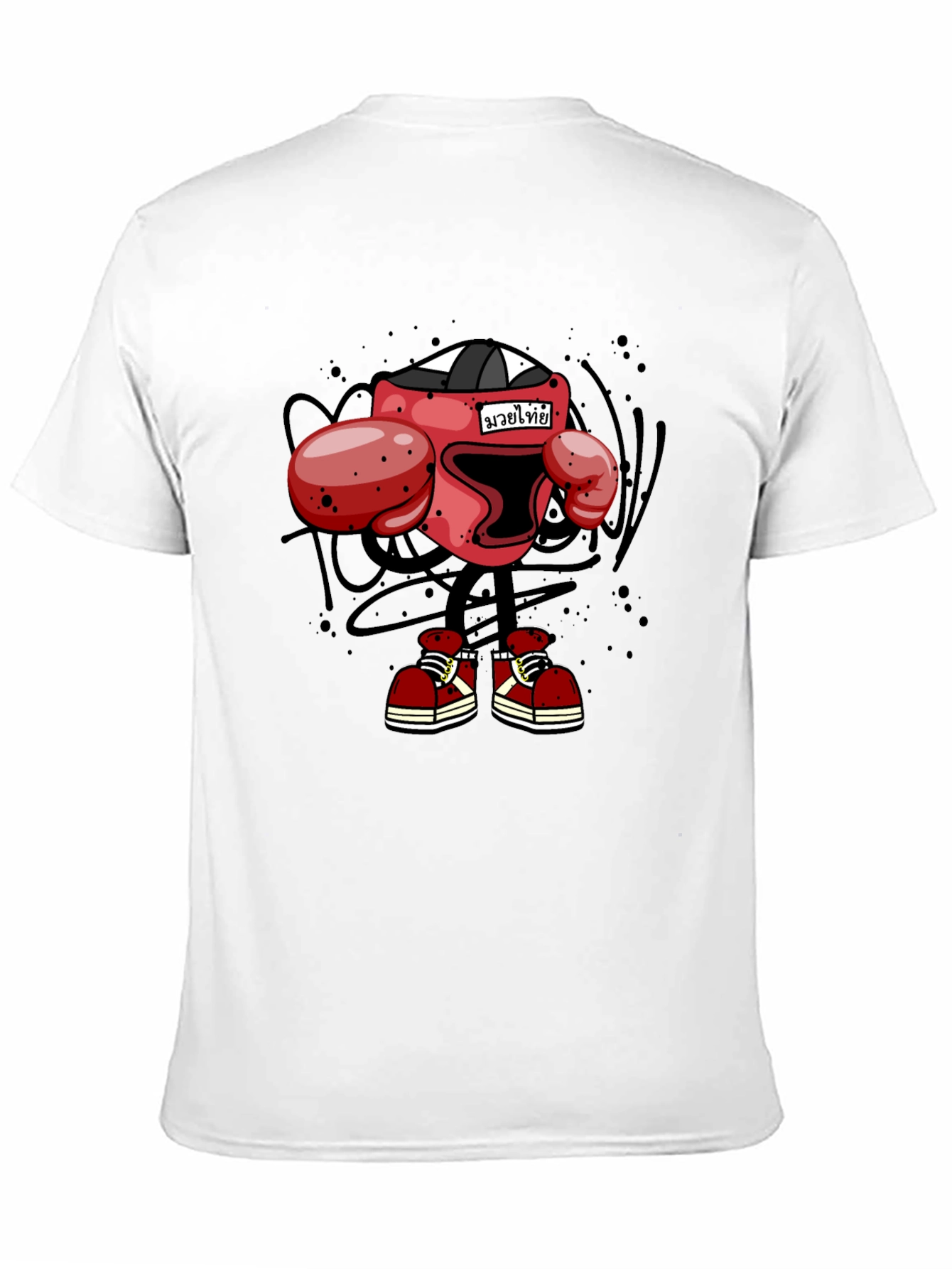 Muay Thai Boxing Cartoon T-Shirt - Black