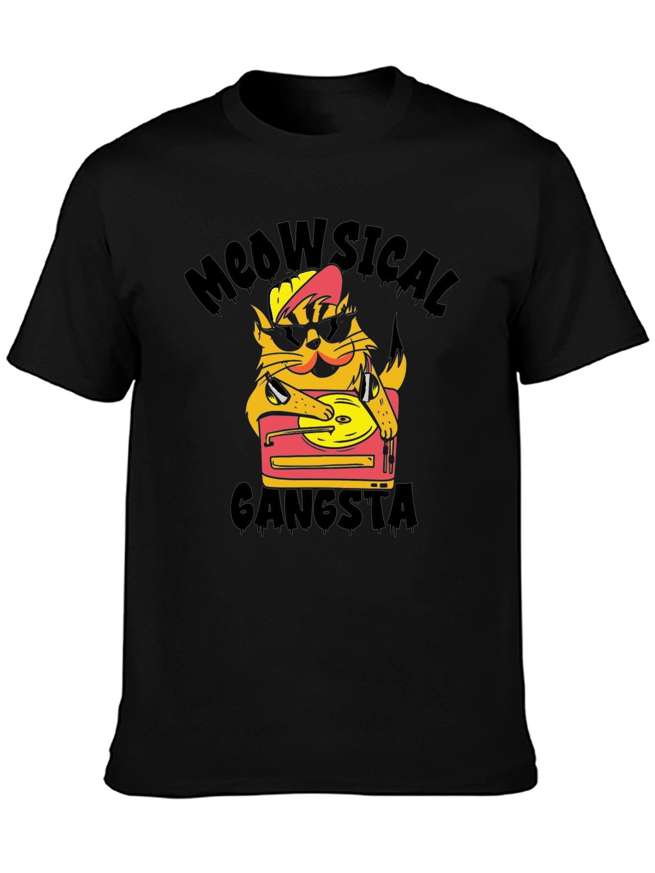 Meowsical Gangsta Black T-Shirt
