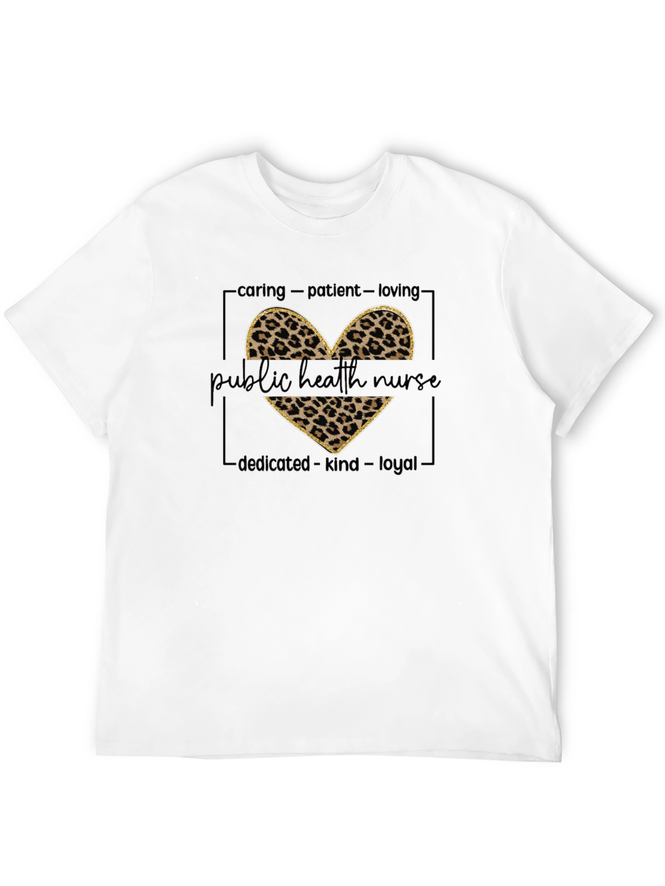 Public Health Nurse Leopard Heart T-Shirt