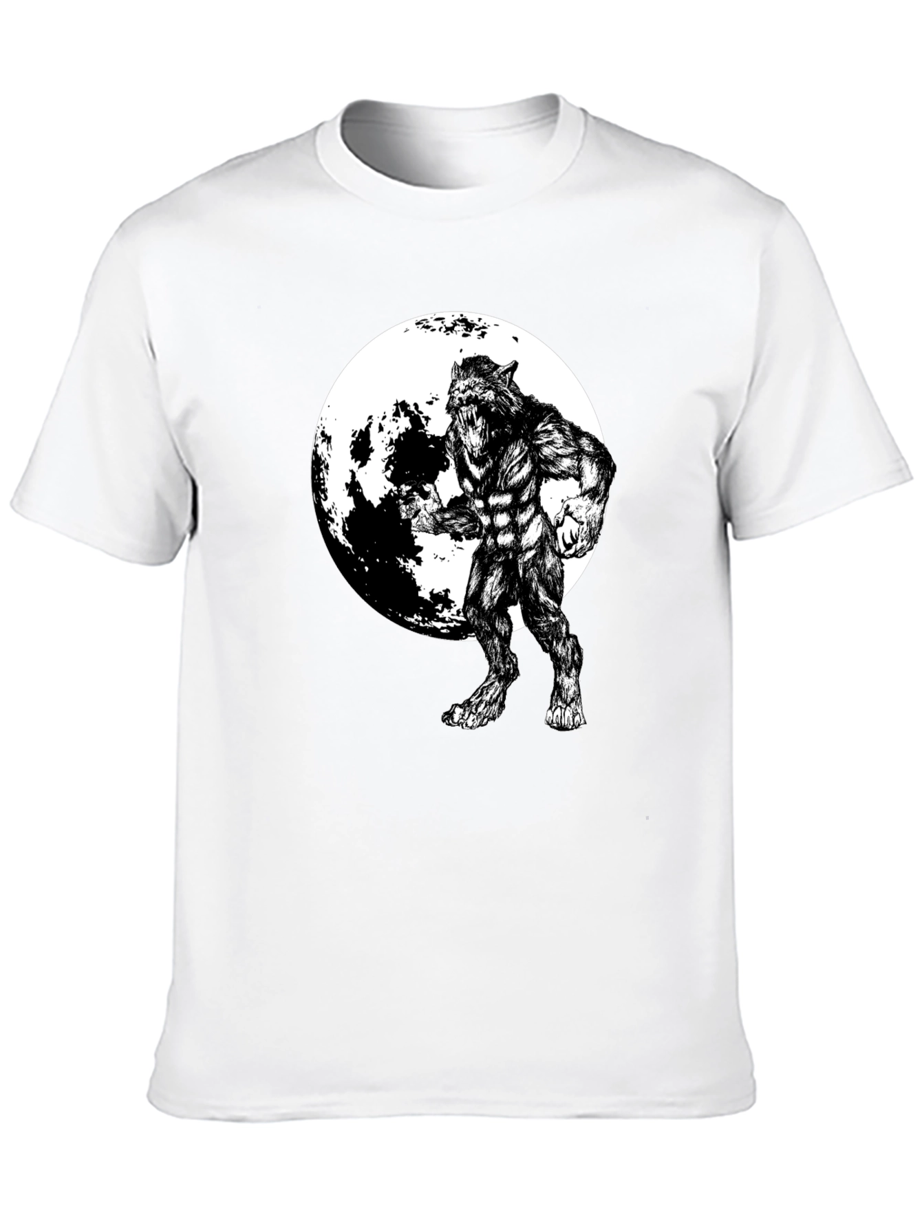Werewolf Moon Graphic Tee - Black Cotton