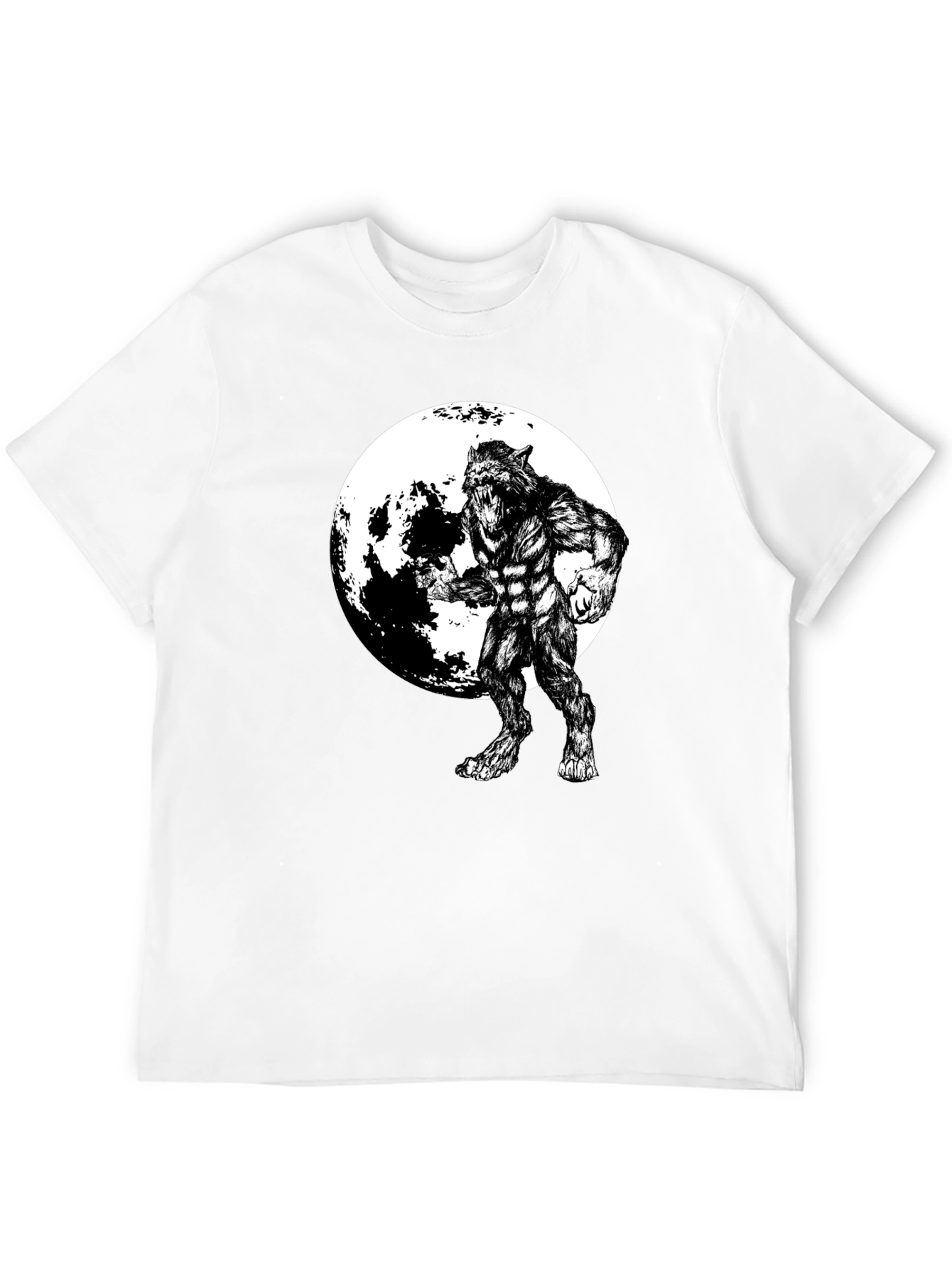 Werewolf Moon Graphic Tee - Black Cotton
