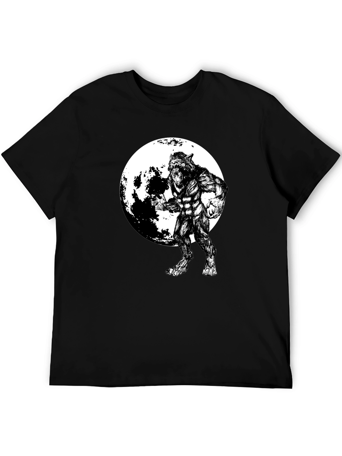 Werewolf Moon Graphic Tee - Black Cotton