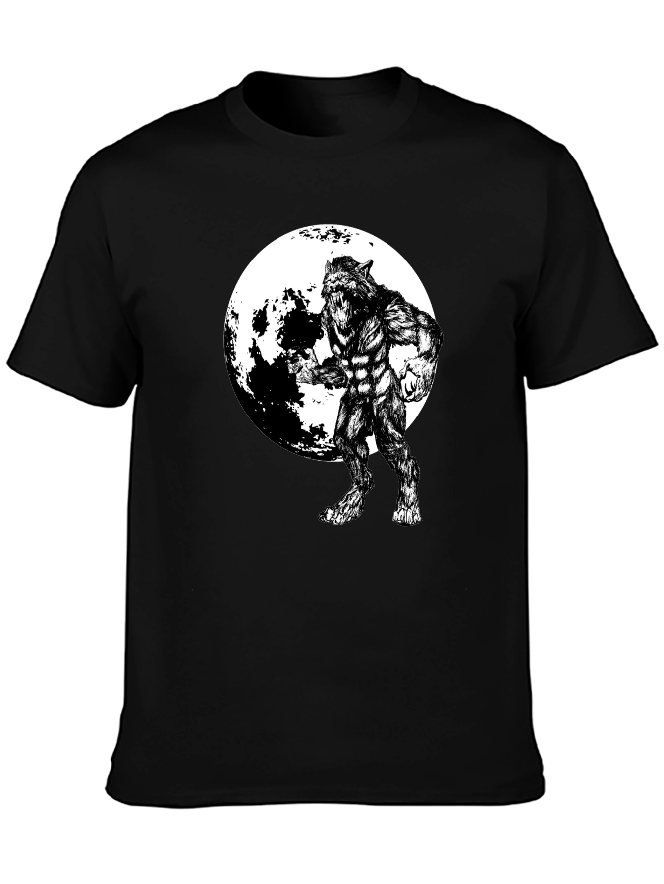 Werewolf Moon Graphic Tee - Black Cotton