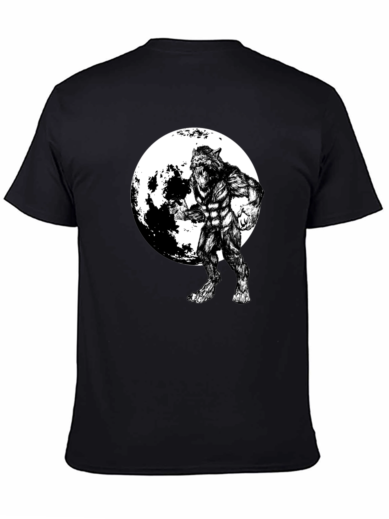 Werewolf Moon Graphic Tee - Black Cotton