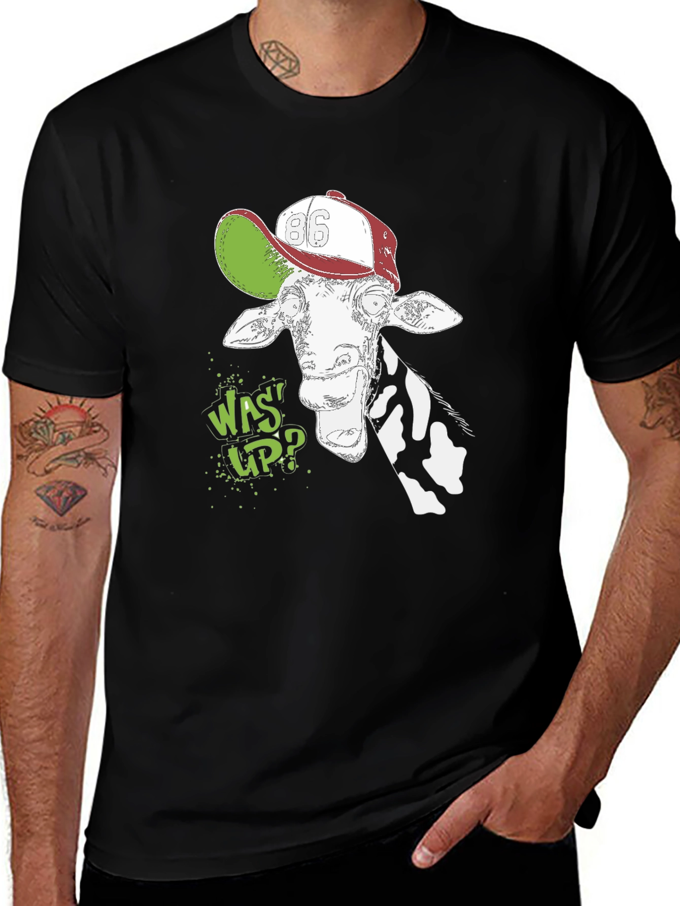 Cool Giraffe T-Shirt: Was Up? Graphic Tee