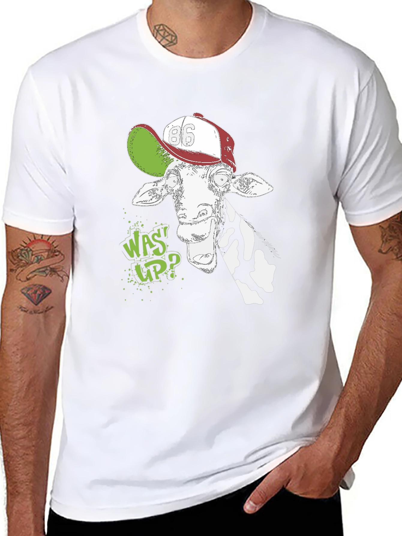 Cool Giraffe T-Shirt: Was Up? Graphic Tee