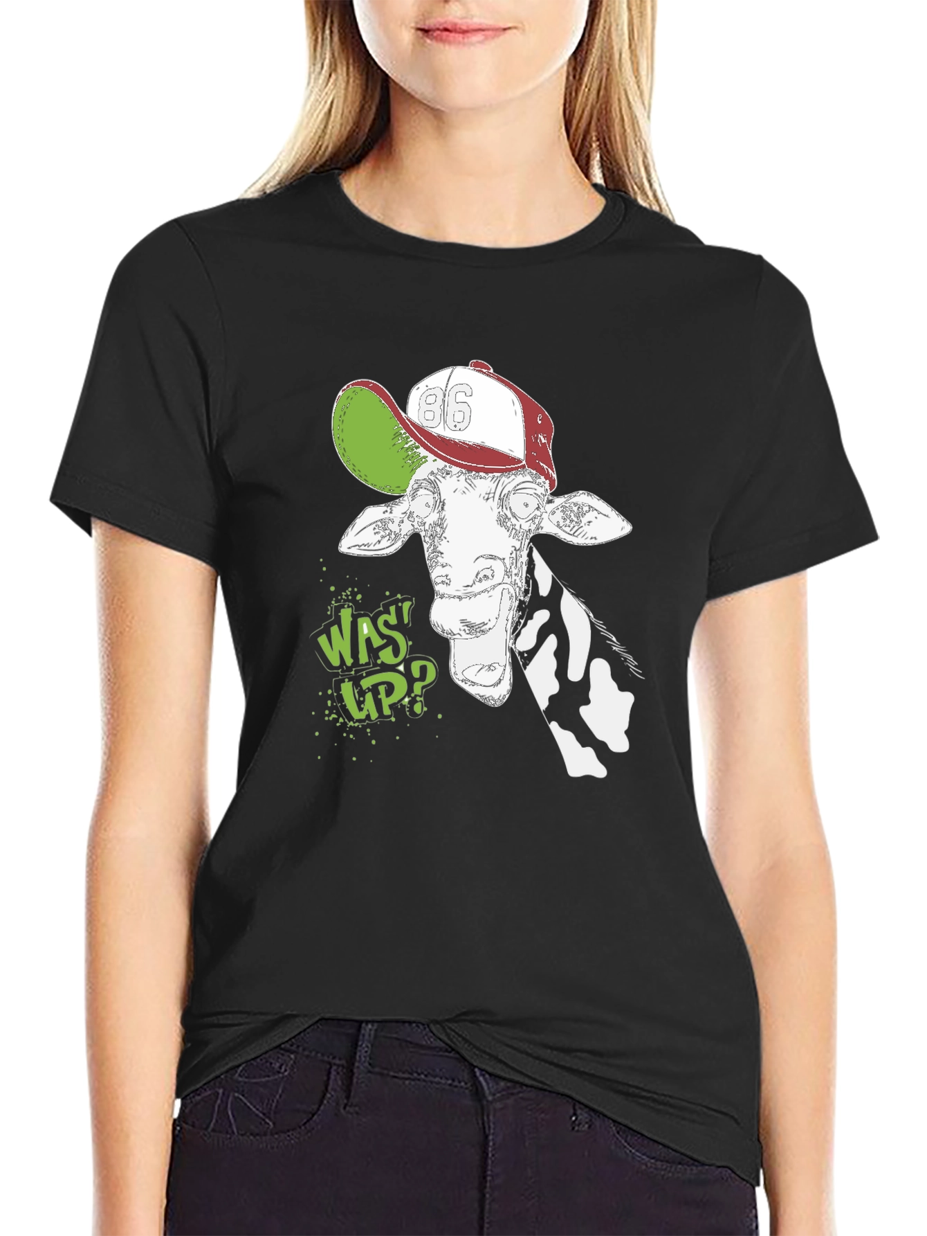 Cool Giraffe T-Shirt: Was Up? Graphic Tee