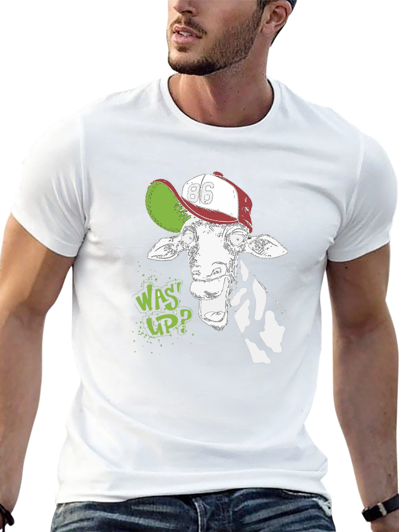 Cool Giraffe T-Shirt: Was Up? Graphic Tee