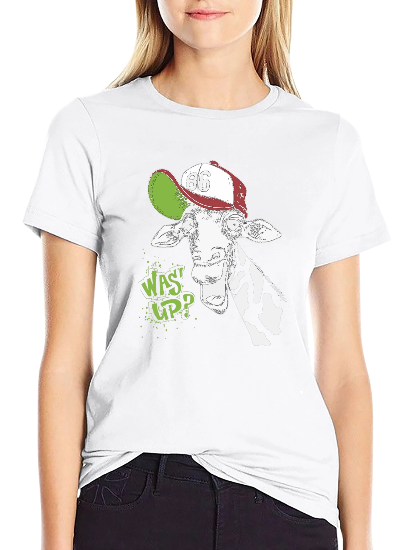 Cool Giraffe T-Shirt: Was Up? Graphic Tee