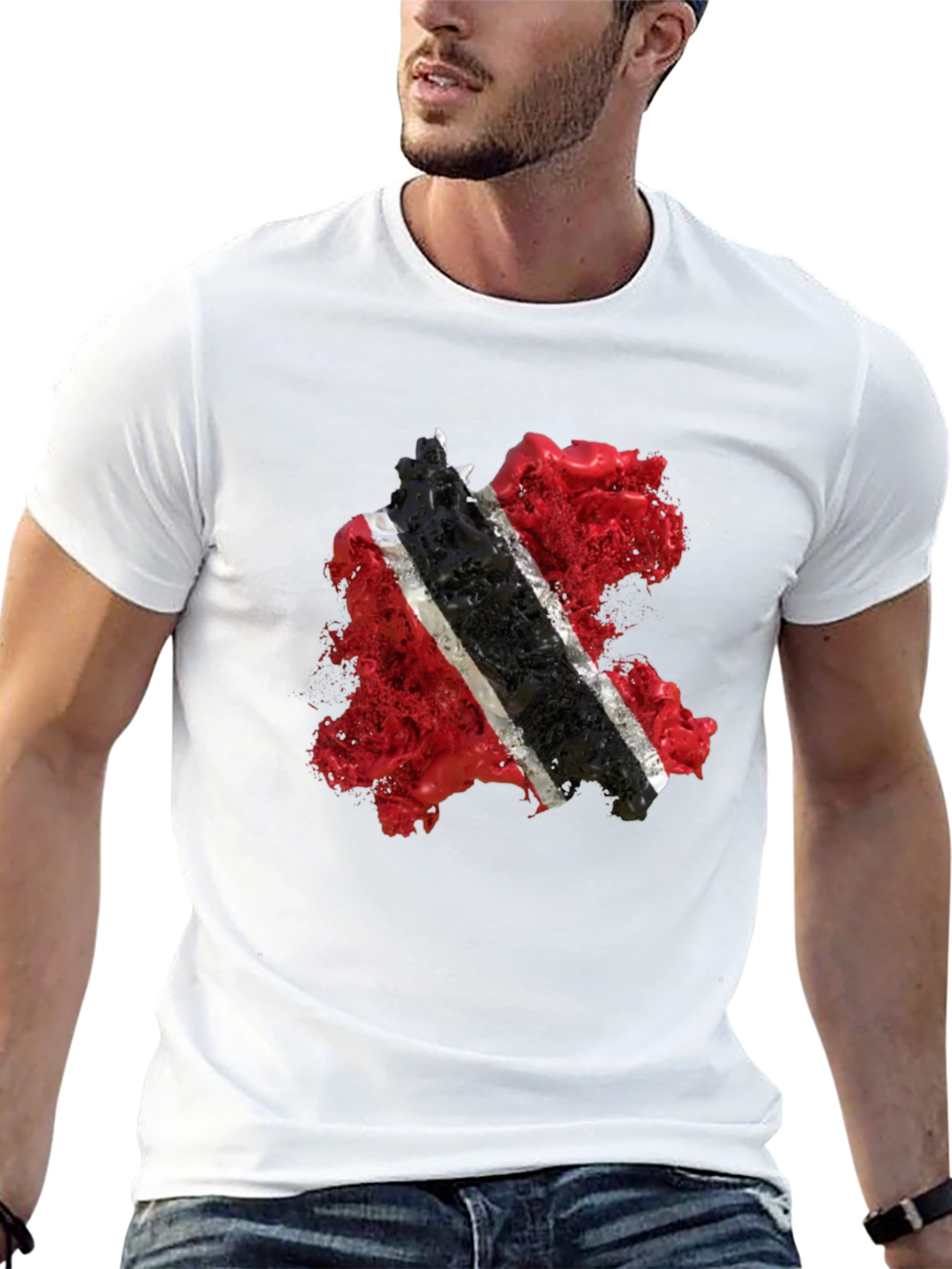 Trinidad & Tobago Flag Graphic Black T-Shirt