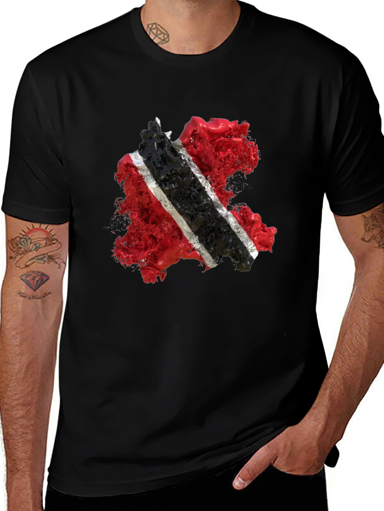 Trinidad & Tobago Flag Graphic Black T-Shirt