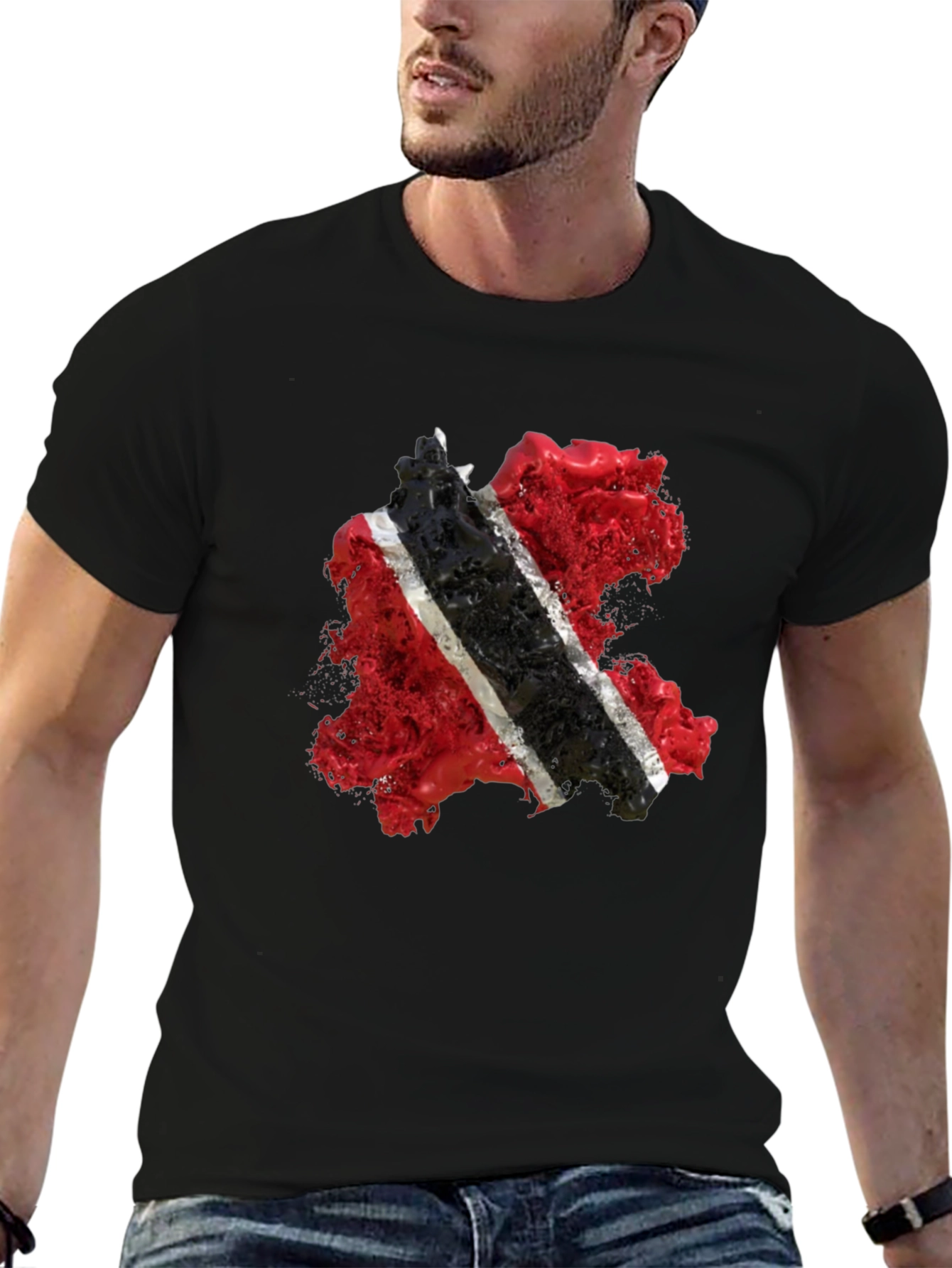Trinidad & Tobago Flag Graphic Black T-Shirt