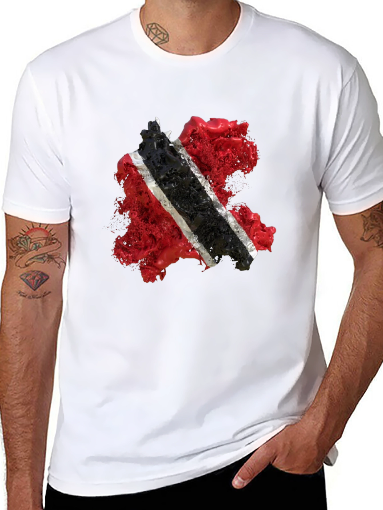 Trinidad & Tobago Flag Graphic Black T-Shirt