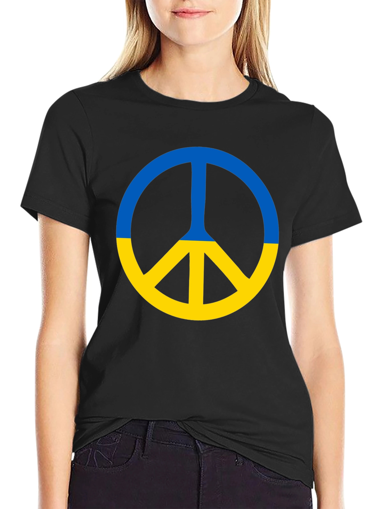 Ukraine Peace Sign Black T-Shirt