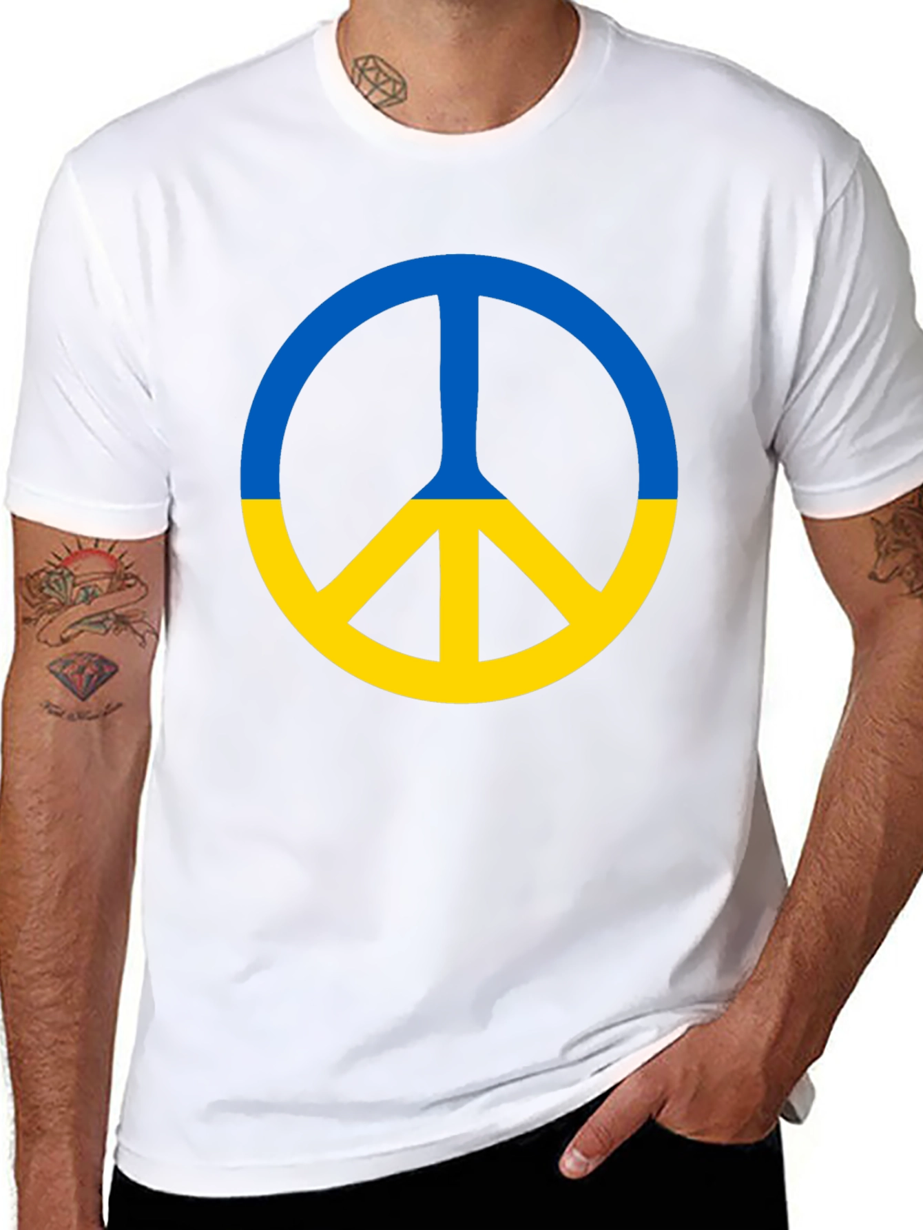 Ukraine Peace Sign Black T-Shirt