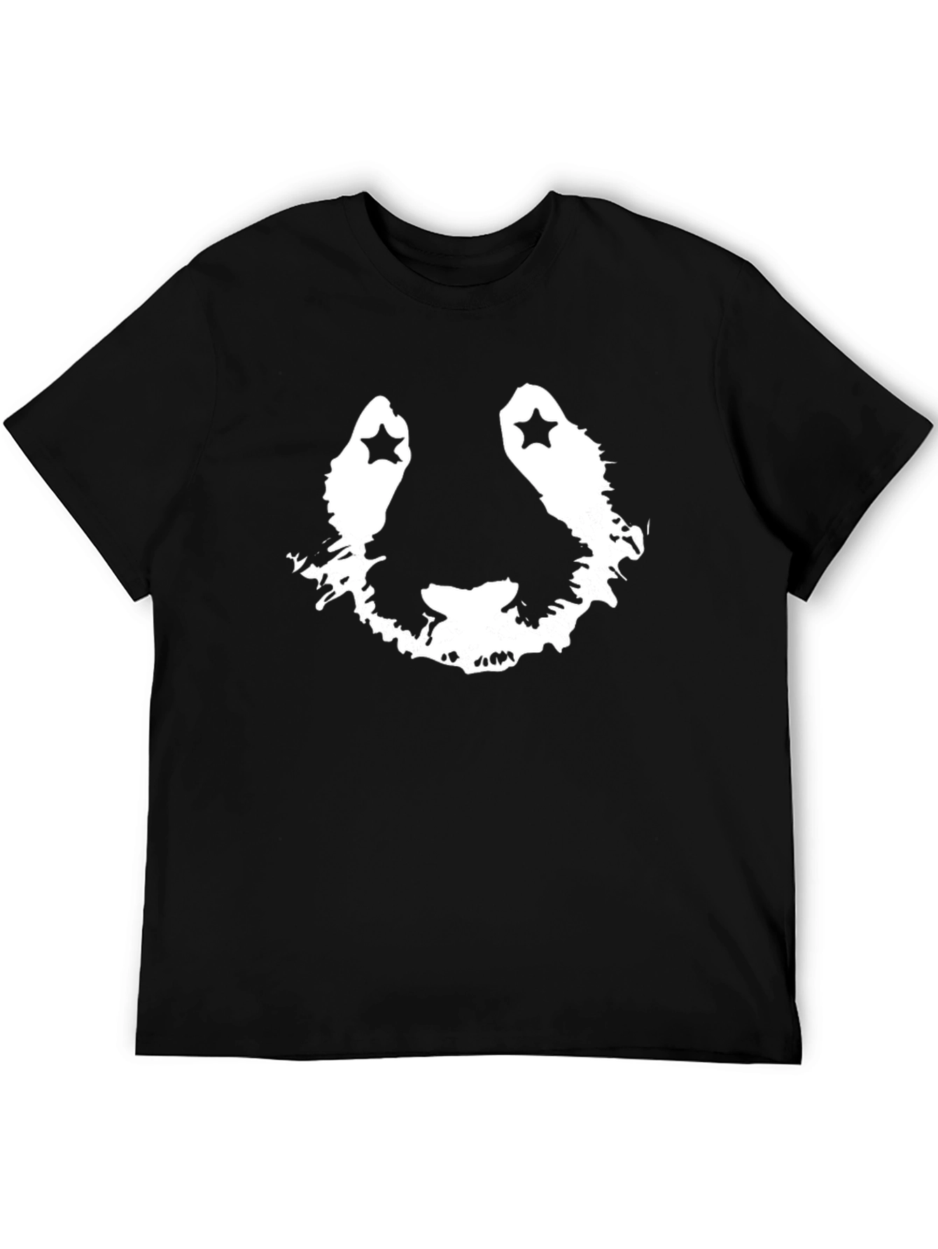 Starry Panda Face Graphic Black T-Shirt