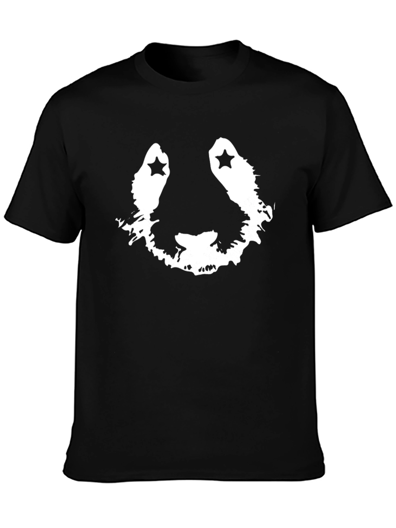 Starry Panda Face Graphic Black T-Shirt