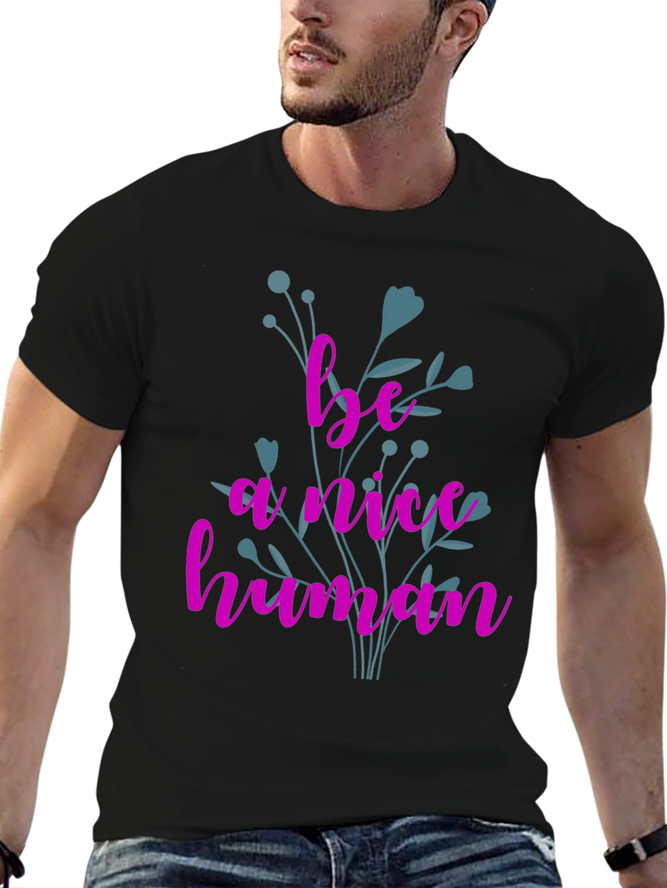 Be A Nice Human Graphic T-Shirt - Black