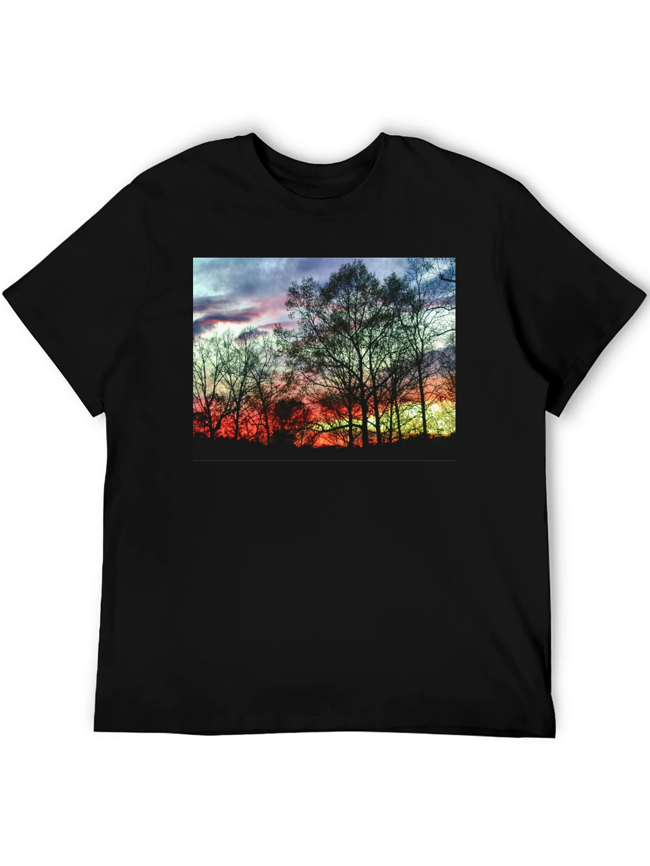 Sunset Trees Graphic Black T-Shirt