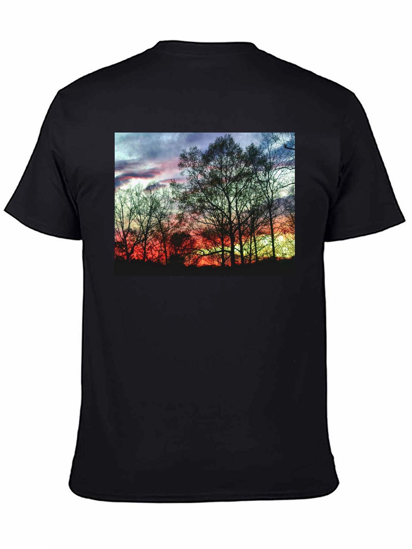 Sunset Trees Graphic Black T-Shirt