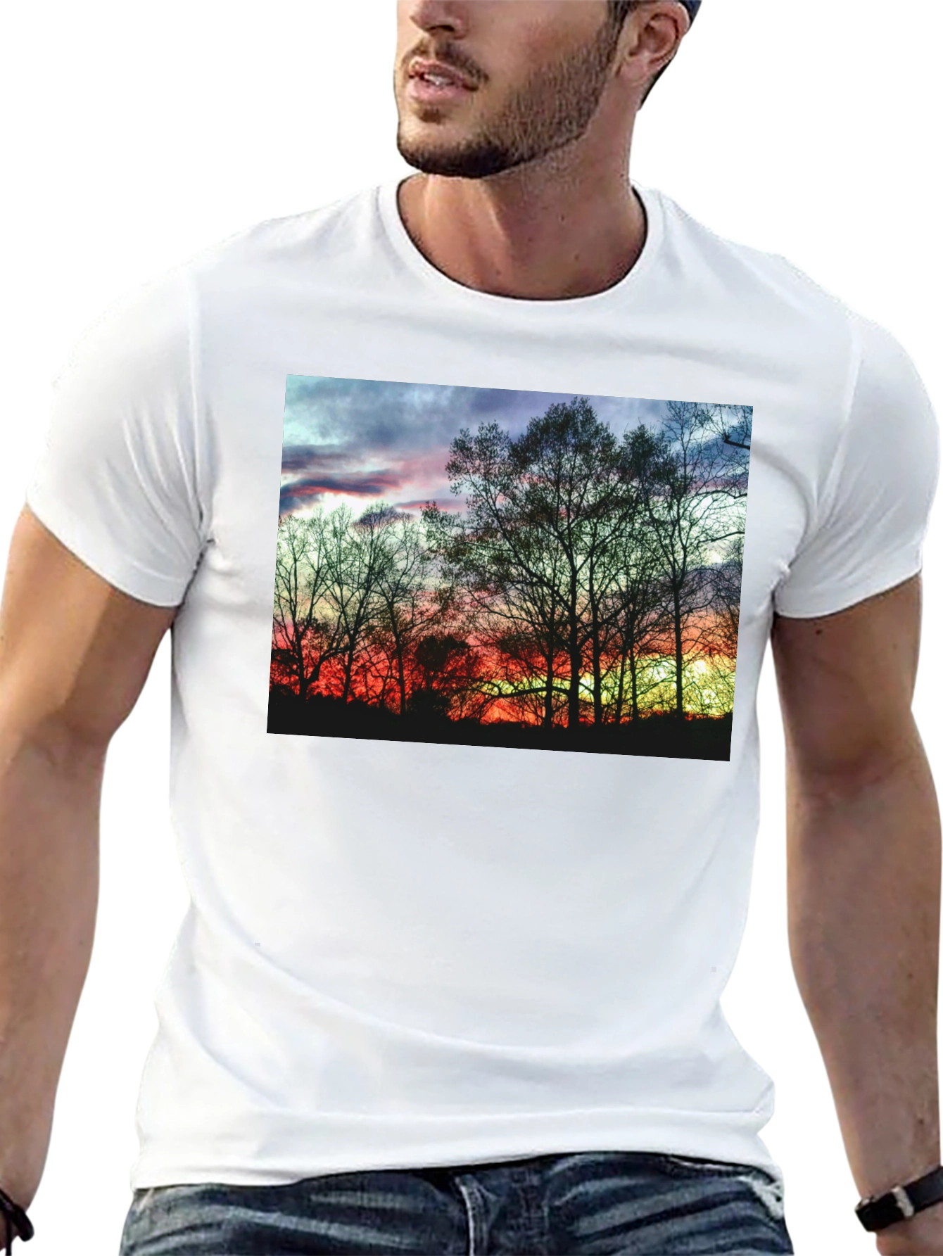 Sunset Trees Graphic Black T-Shirt