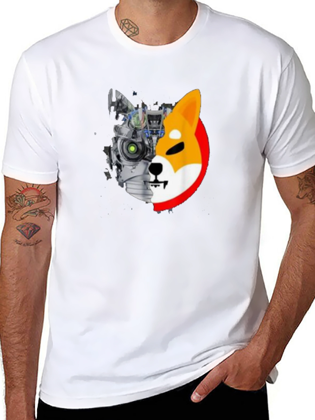 Cyber Shiba Inu T-Shirt - Futuristic Doge Design