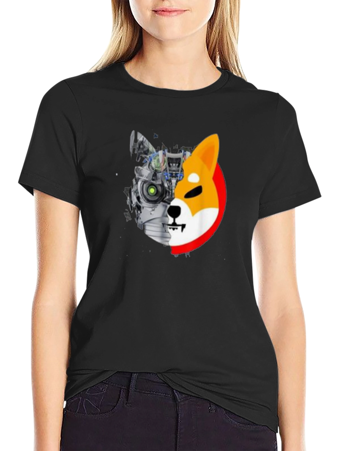 Cyber Shiba Inu T-Shirt - Futuristic Doge Design