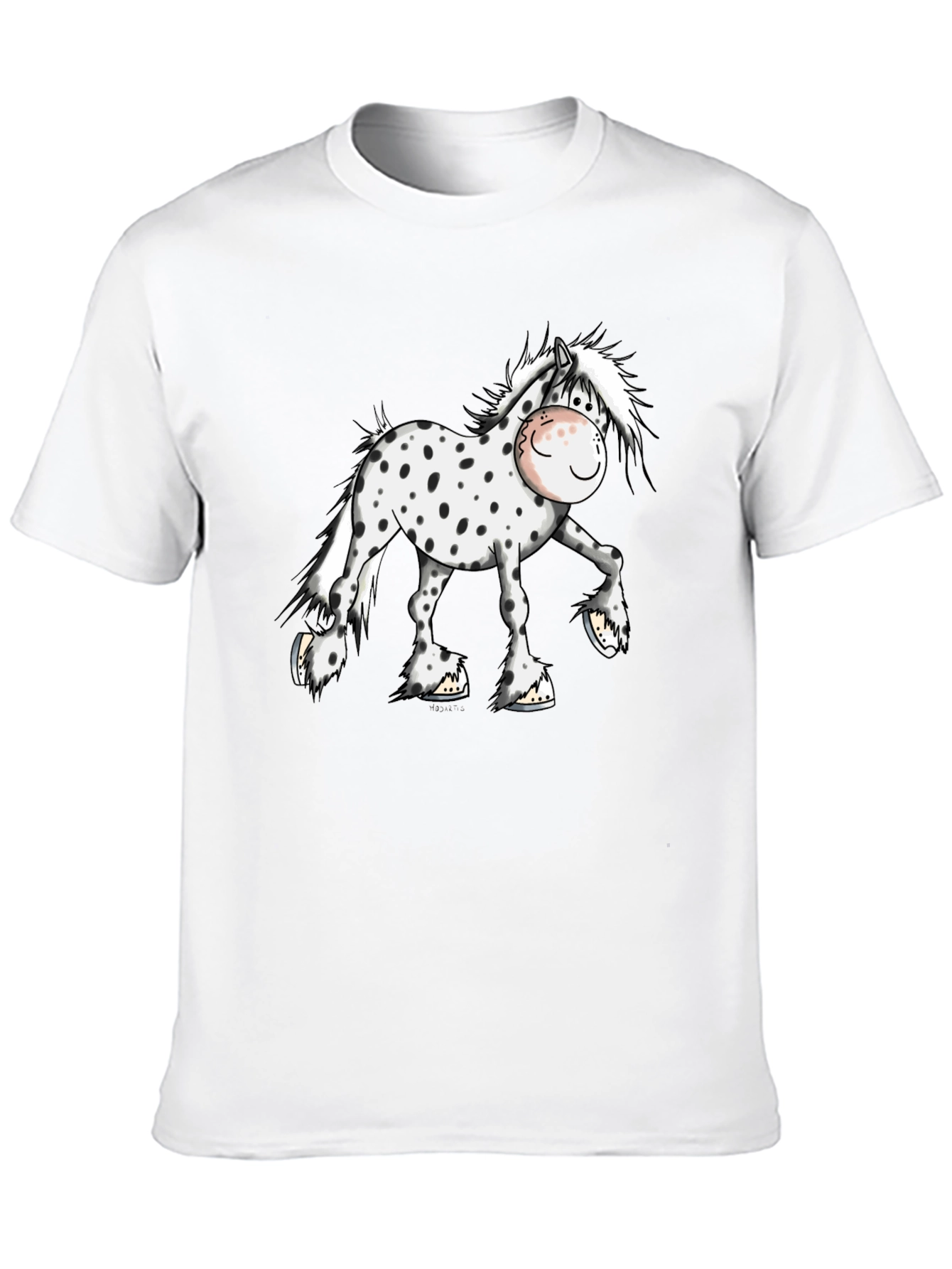 Cartoon Horse Graphic Tee - Black T-Shirt
