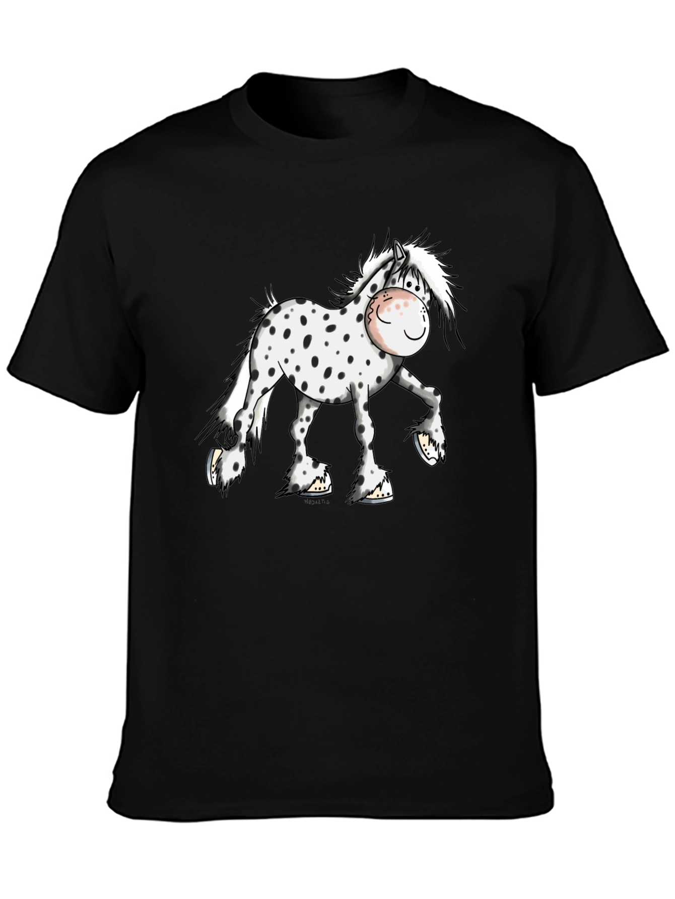 Cartoon Horse Graphic Tee - Black T-Shirt