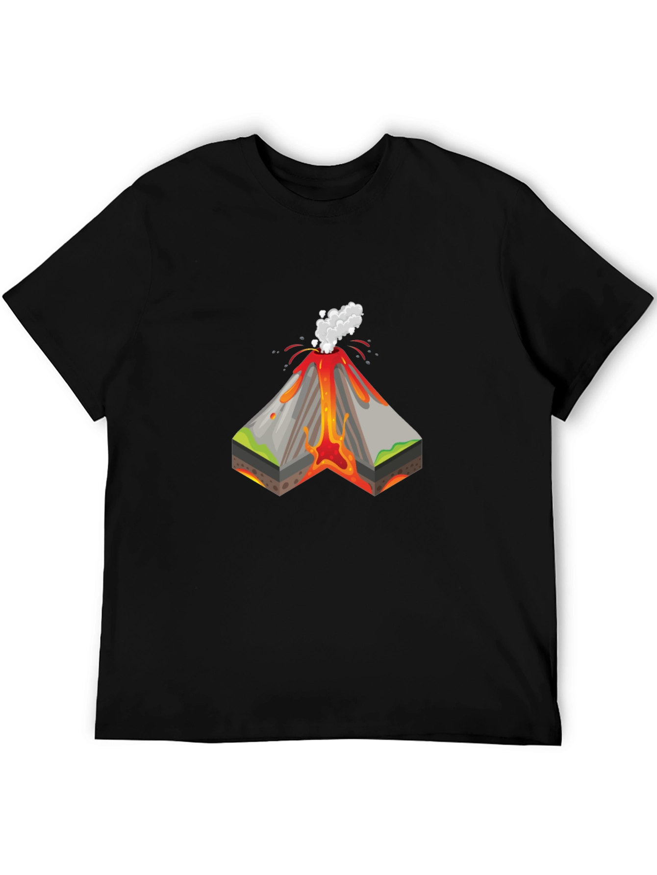 Volcano Cutaway Graphic T-Shirt - Black