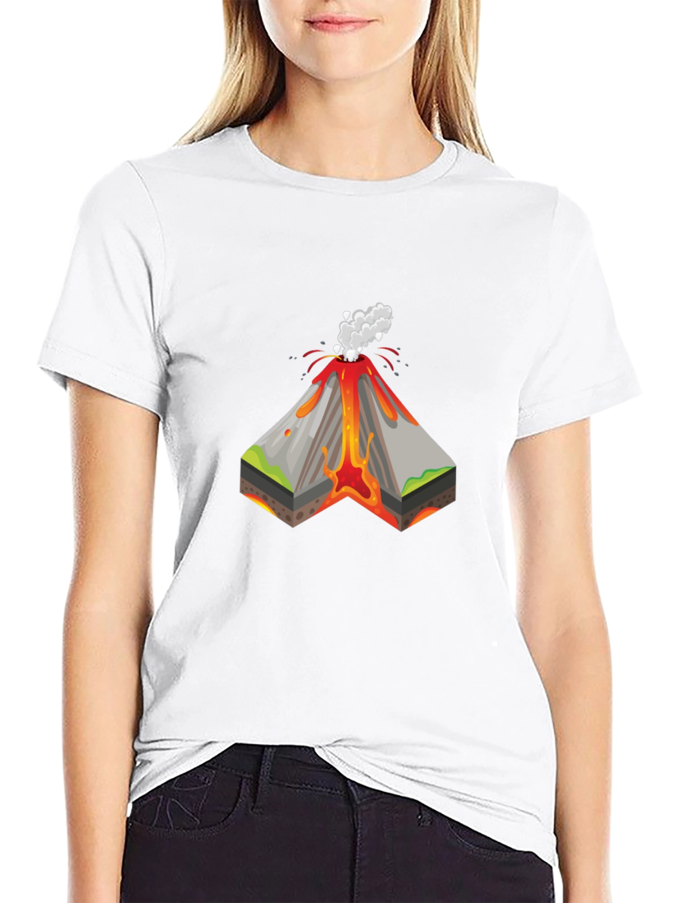 Volcano Cutaway Graphic T-Shirt - Black