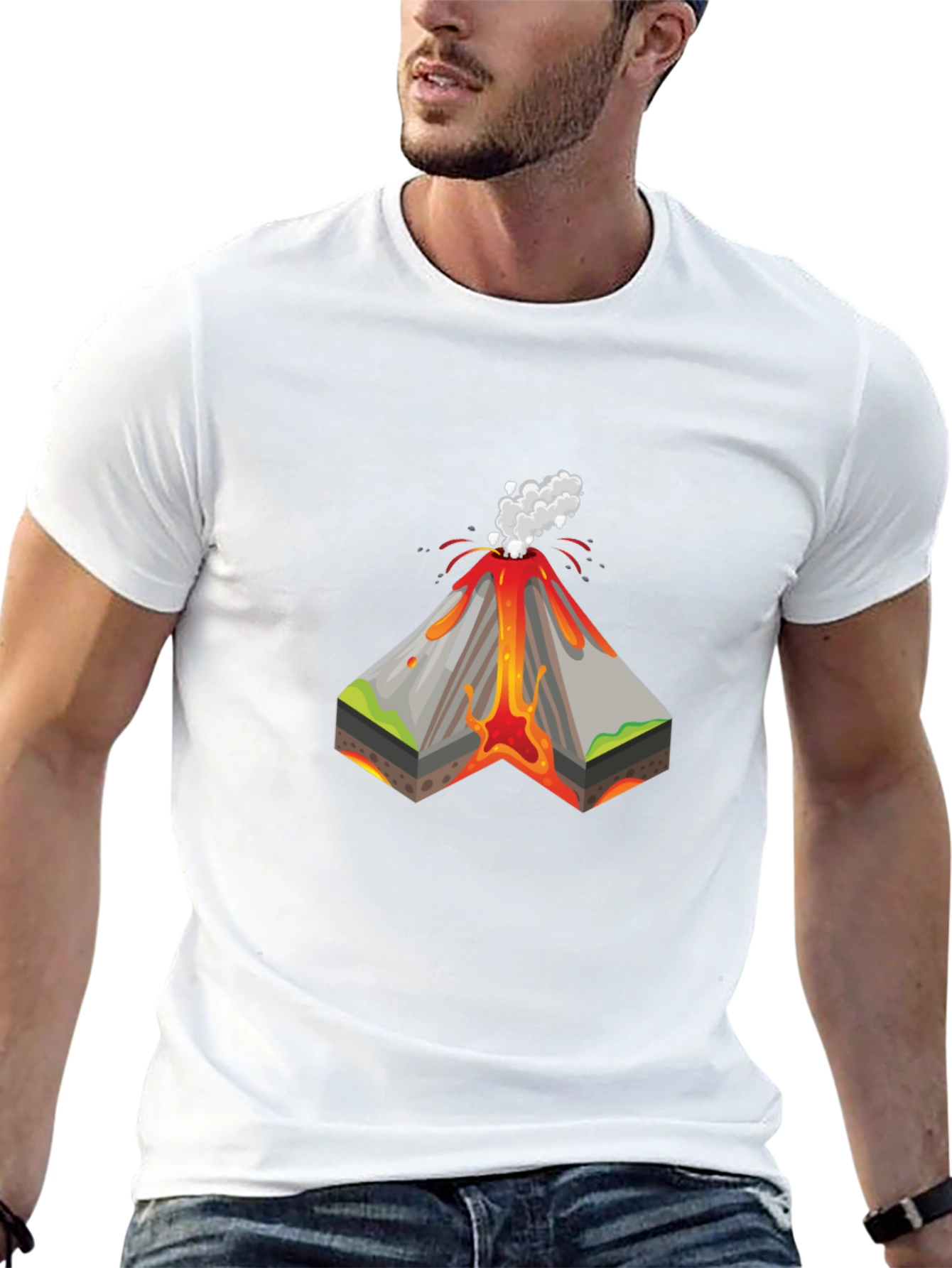Volcano Cutaway Graphic T-Shirt - Black
