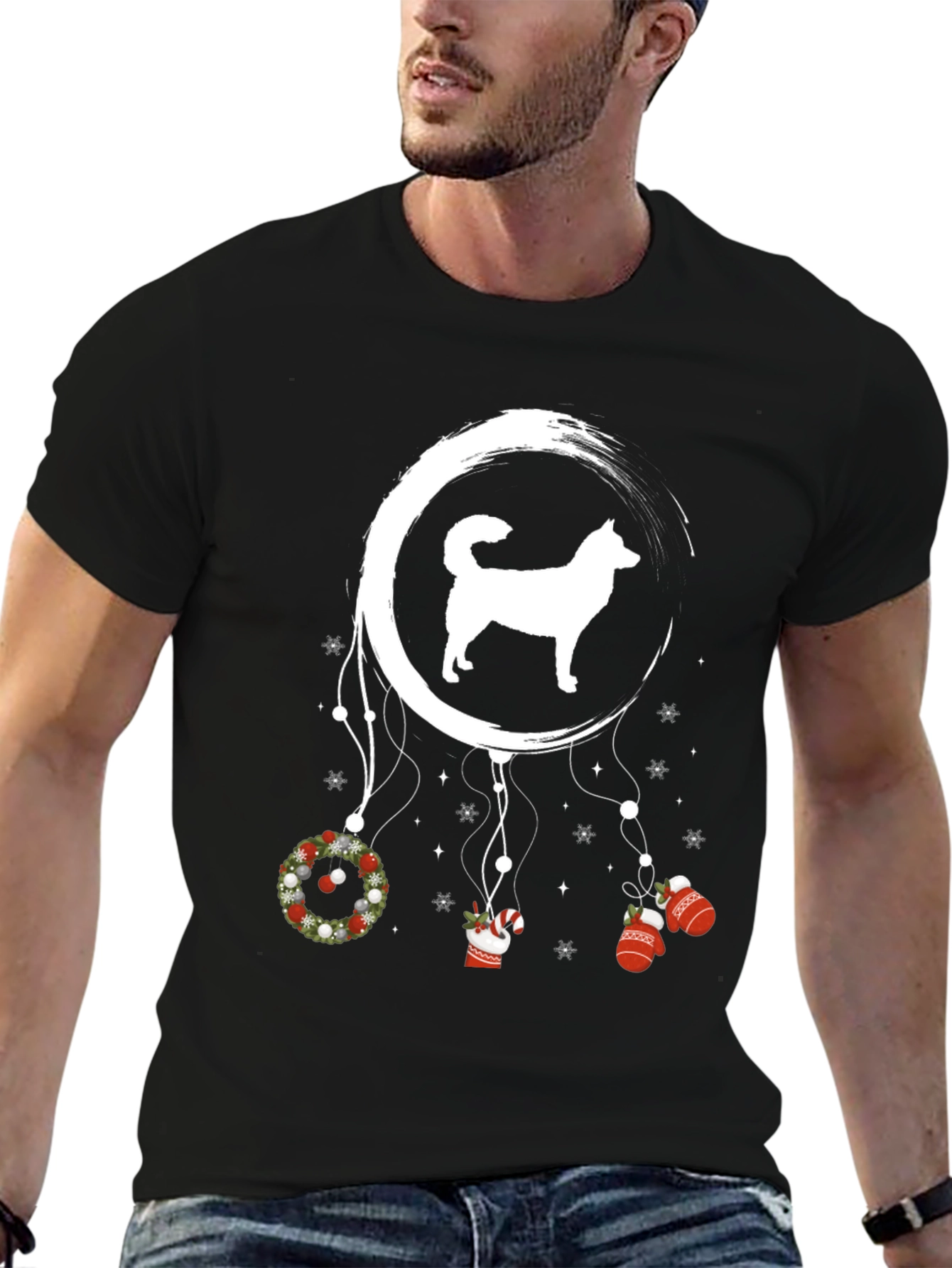 Dog Christmas Dreamcatcher Graphic T-Shirt