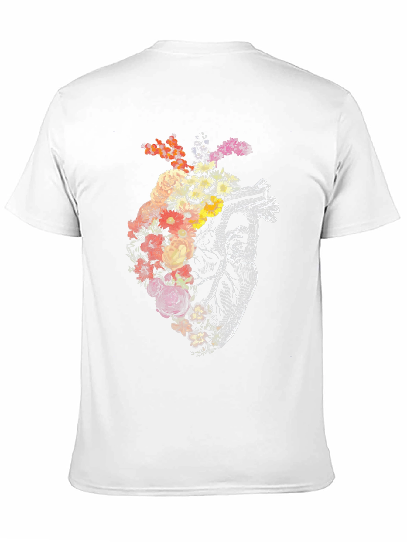 Floral Heart Graphic Tee - Unique Anatomical Design