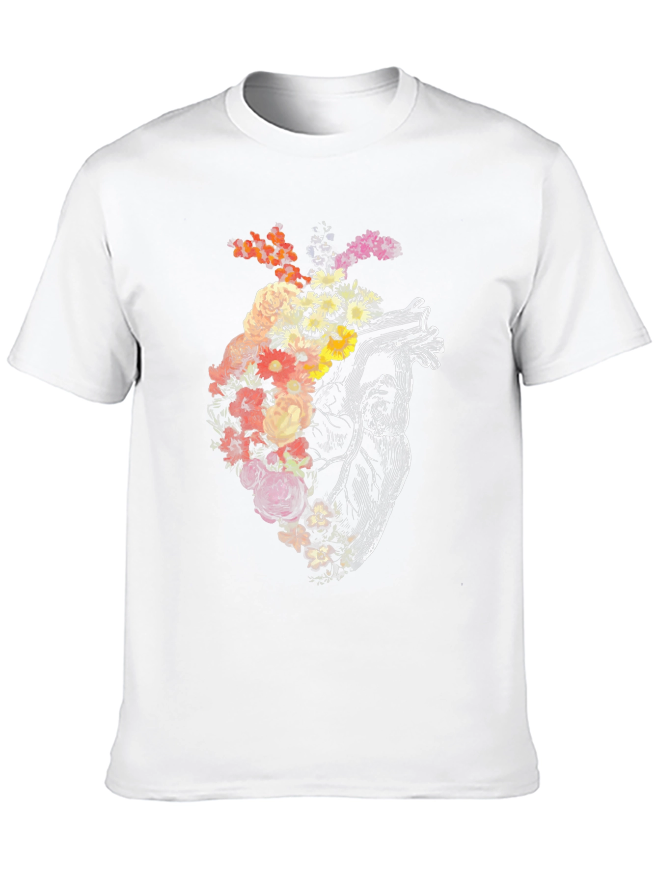 Floral Heart Graphic Tee - Unique Anatomical Design