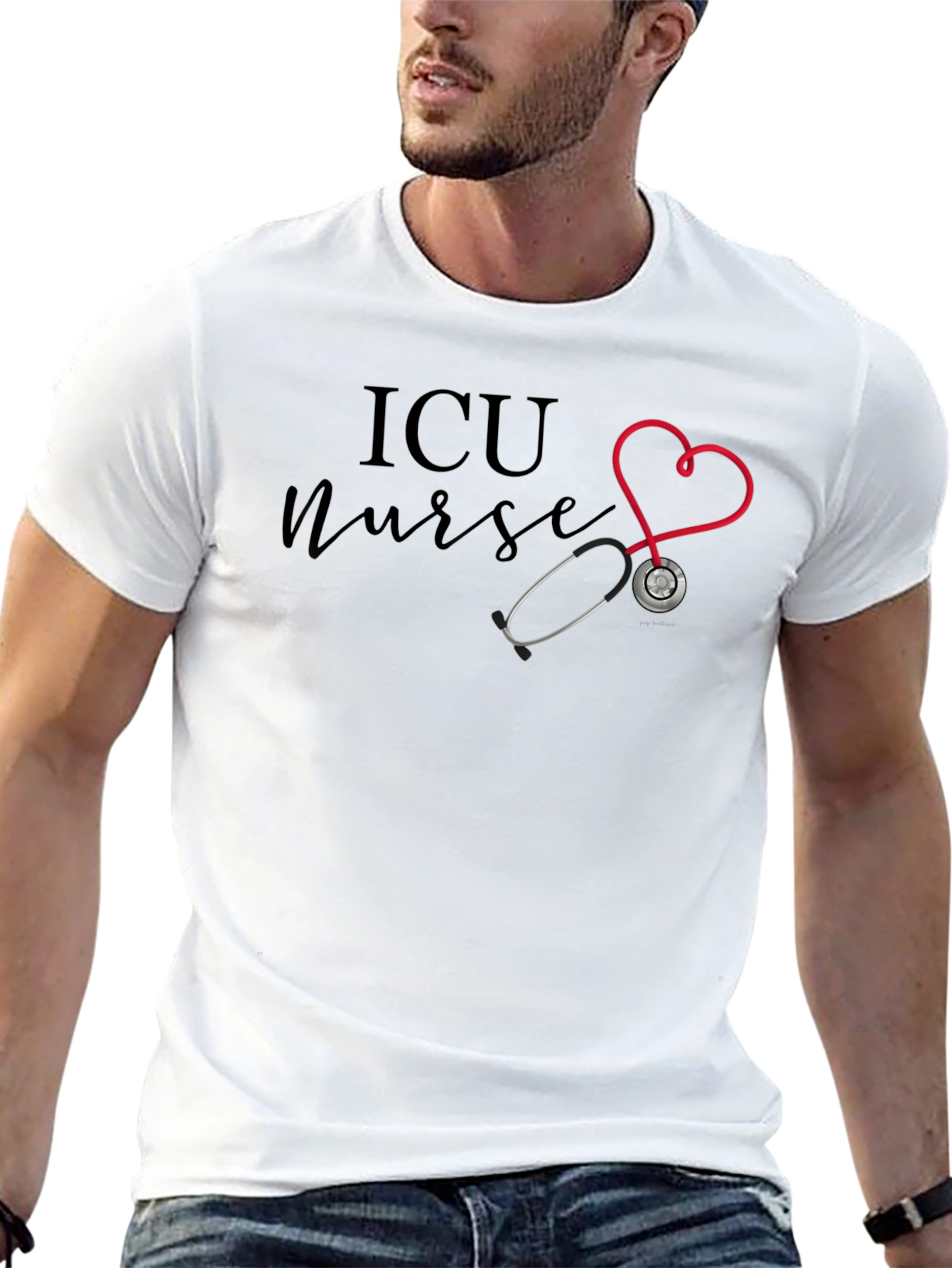 ICU Nurse Heart Stethoscope T-Shirt