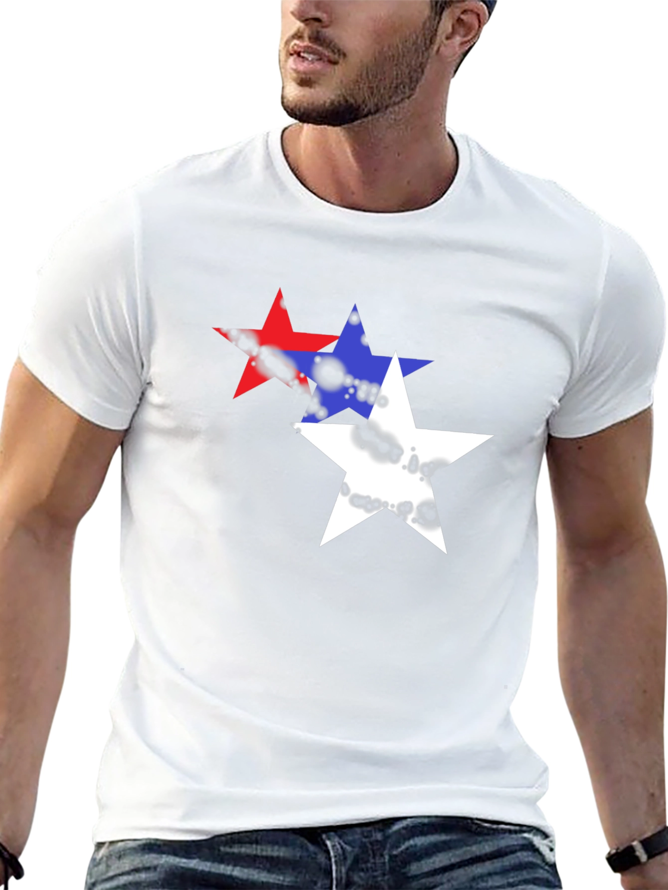 Starry T-Shirt - Red White and Blue Graphic Tee