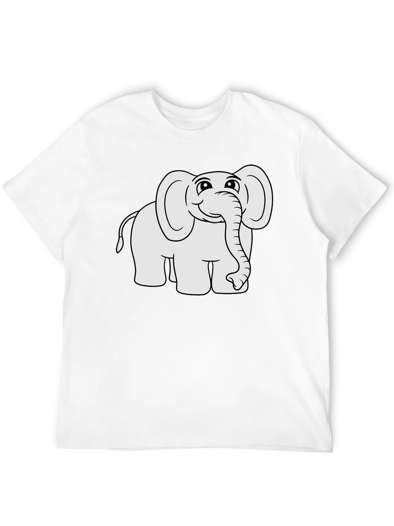 Cute Cartoon Elephant Black T-Shirt